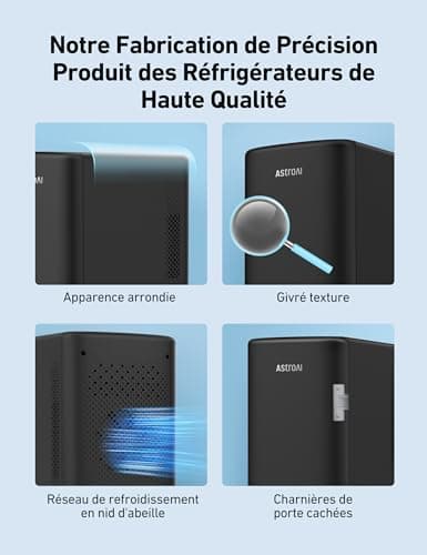 Réfrigérateur portable AstroAI Mini 6L pour voiture, 12V/220V, femme/homme, fonction chaud/froid (Gris)