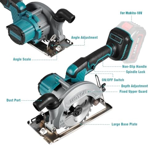 ONEVAN mini scie circulaire sans fil Makita, scie circulaire 18V pour Makita, batterie incluse pour pro (Professionnels)