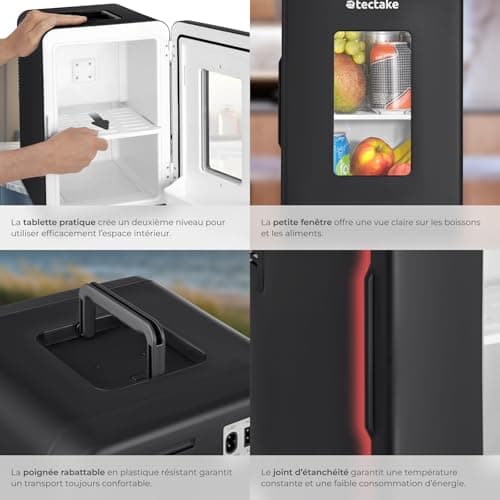 TecTake® Mini frigo de voiture, Refroidissement et chauffage, idéal pour le camping