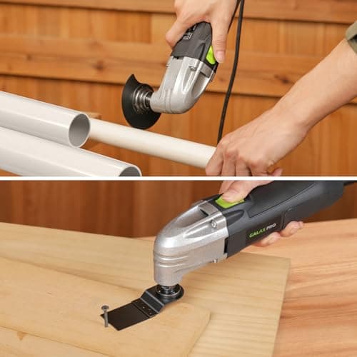 Outil oscillant GALAX PRO 180W professionnel, 22000 OPM, 3 lames de scie et plateau de ponçage semi-circulaire, 6 feuill