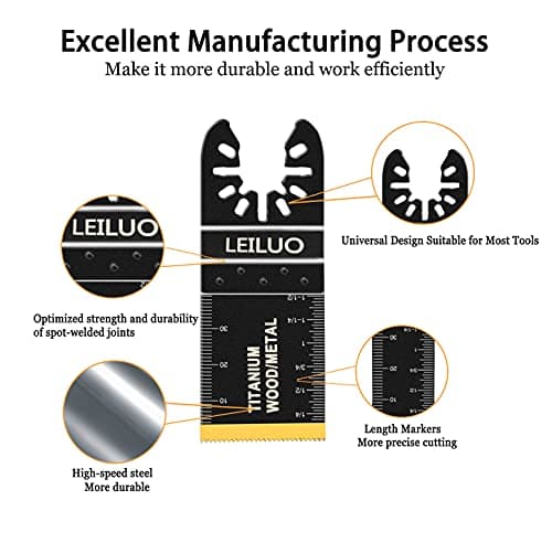 Leiluo lame oscillante en titane Dewalt Makita Ryobi 5 pièces pour outils multifonctions durcis métal bois