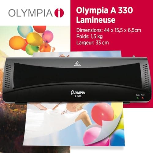 Olympia Plastifieuse A330 | Plastification à chaud et à froid | Idéal pour le bureau, l'école et le bureau à domicile Pr