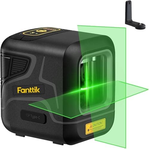 Fanttik D2 Niveau laser Autonivelant Noir - Laser à Lignes Vert 30m | Batterie Rechargeable USB-C | Support Magnétique 3