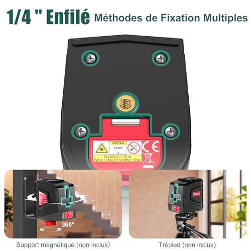 HYCHIKA Niveau Laser Vert pour Décoration de Maison - Autonivelant avec 2 Piles AA et Pochette de Transport - Lazer Nive