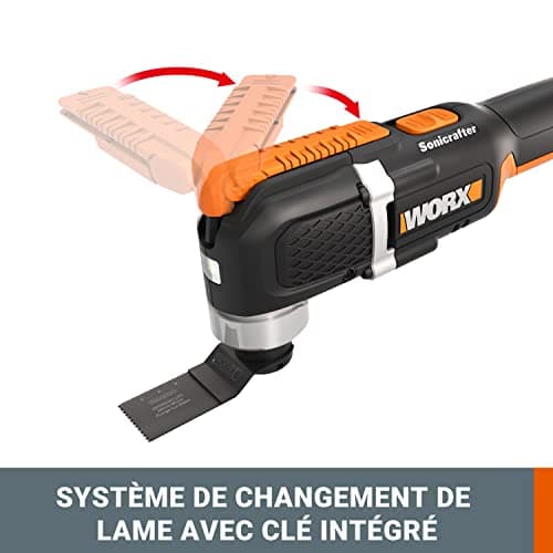 Outil oscillant WORX WX696.9 multifonctions 20V, Puissant 5000/6000 tr/min, angulaire 3,6°, changement de lame facile