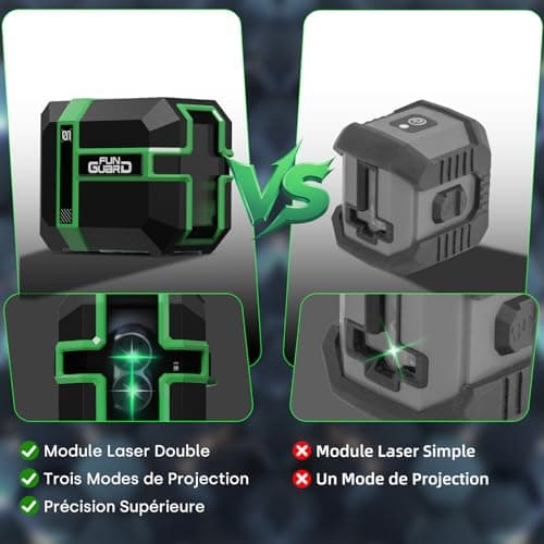 Niveau laser 360 autonivelant Vert DIY USB Chargement 50M Mode ImpulsionIP54 pour les chantiers