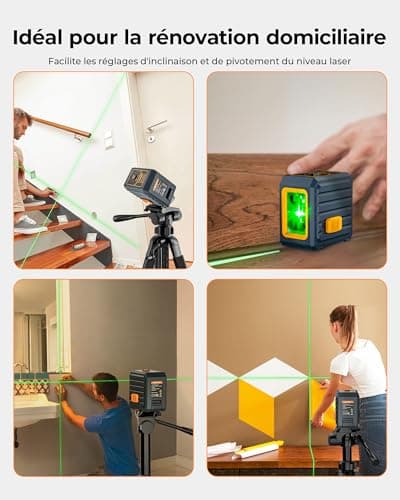 Niveau laser vert CIGMAN automatique et manuel, 30 m de portée, 4 niveaux de luminosité, précision ± 0,3 mm/1 M, batteri
