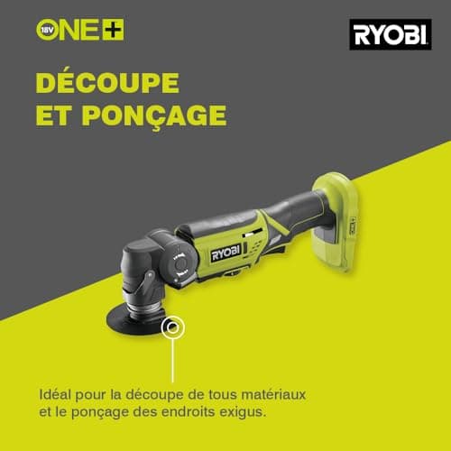 Outil Multifonction Oscillant RYOBI 18V ONE+ - Système Fixation Rapide, Variateur Vitesse - Idéal pour Professionnels -