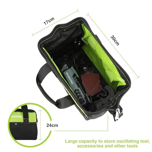 Outil MULTIFONCTION WORKPRO 300W pour Sciage et Polissage - 7 Vitesses Réglables et 17 Accessoires Inclus - Angle d'Osci