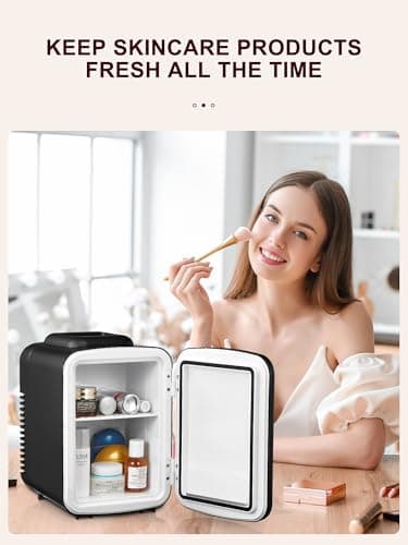 Réfrigérateur Reemix Mini Frigo de Chambre 6L/9 Canettes, Petit Frigo Portable 240V/12V, Fonction Silencieuse, Chaud et