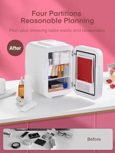 FOHERE Mini Frigo de Chambre 5L 6 Canettes, Glacière Beauté avec Fonction Chaud et Froid, Ideale pour Voyages et Soins d