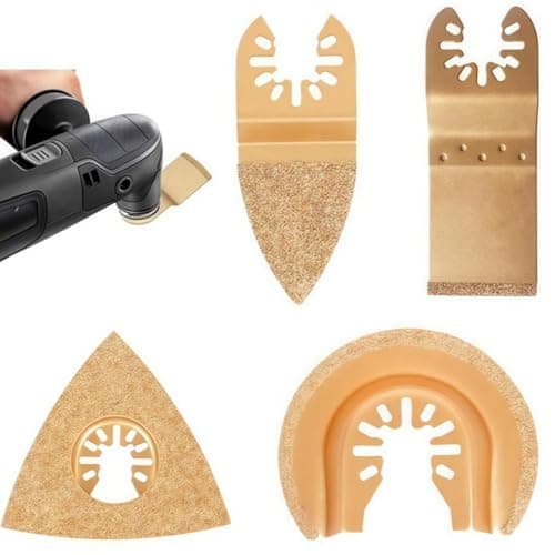 Lot de 4 lames multifonction Multimaster pour carrelage et mortier - Oscillantes pour béton et pierre - Accessoire unive