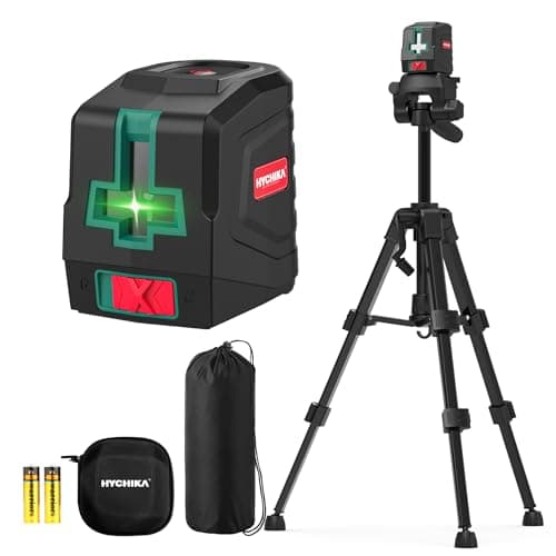 HYCHIKA Niveau Laser Vert pour Décoration de Maison - Autonivelant avec 2 Piles AA et Pochette de Transport - Lazer Nive — PT0204B avec Trepied