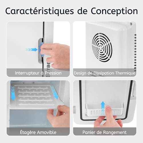Mini Frigo Citybee 6L Portable Blanc pour Chambre/Voiture/Bureau/Camping Silencieux 230V/12V