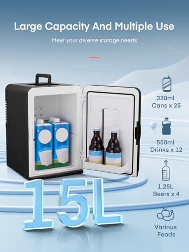 FOHERE Mini Frigo 240V/12V, Petit Frigo Portable Silence, Chaud et Froid Cosmétique Noir