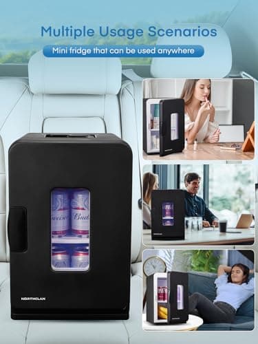 NORTHCLAN Mini Frigo de Chambre Électrique ECO Mode | Pour Voyage et Voiture | Fonction Chaud et Froid | 15L/21 Canettes