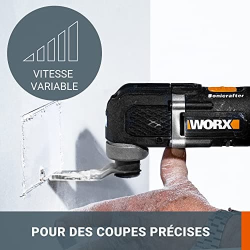 Outil oscillant WORX WX696.9 multifonctions 20V, Puissant 5000/6000 tr/min, angulaire 3,6°, changement de lame facile