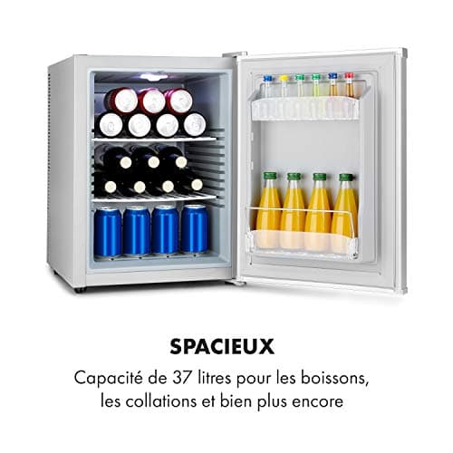 KLARSTEIN Petit Frigo de Chambre Silencieux 5-15°C pour Cosmétique et Boissons, Étagères Réglables, Camping