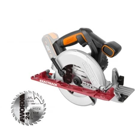 WORX Scie Circulaire Sans Fil 20V Tous Type de Coupes Avec Adaptateur Aspiration et Lame Bois Système ExacTrack ⌀ Max 55