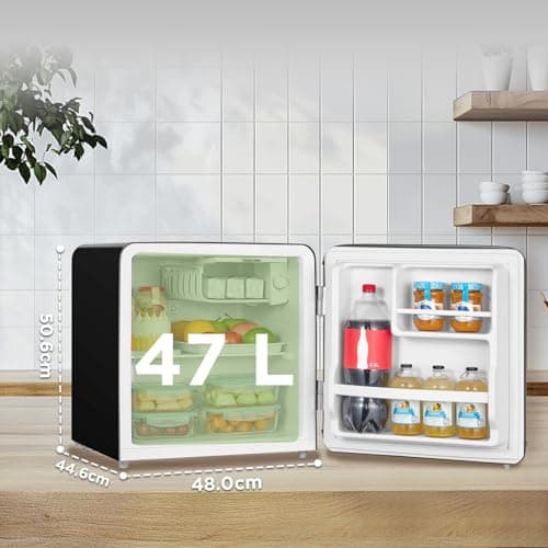 Comfee' RCD50BL2EURT(E) Mini Réfrigérateur Monoporte Noir, Idéal pour la Maison et le Bureau, Capacité de 47L, Bruit Réd