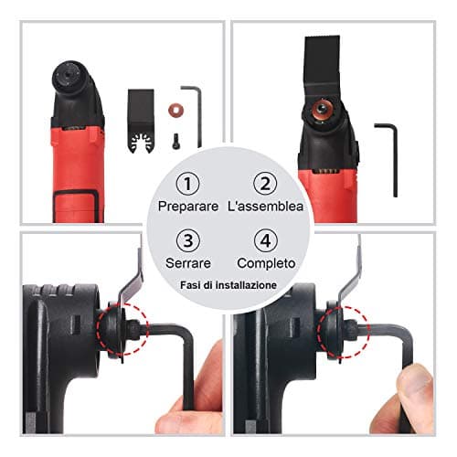 TEENO outil multi-fonctions oscillatoire filaire 300W 15000-23000 tr/min pour menuisiers avec 11 accessoires et 6 vitess