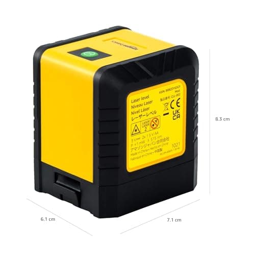 Amazon Basics Laser Niveau horizontal/vertical/transversal, Classe II, 18 m, Jaune/Noir