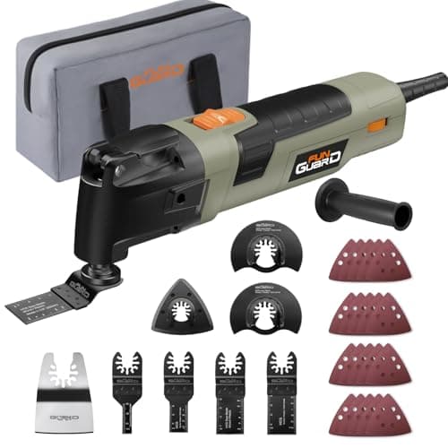 Outils Multifonctions Oscillants 300W, 6 Vitesses Variables 15000-22000RPM, 30 Accessoires pour Couper, Poncer, Gratter,