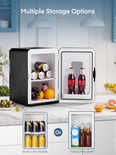 FOHERE Mini Frigo 240V/12V, Petit Frigo Portable Silence, Chaud et Froid Cosmétique Noir