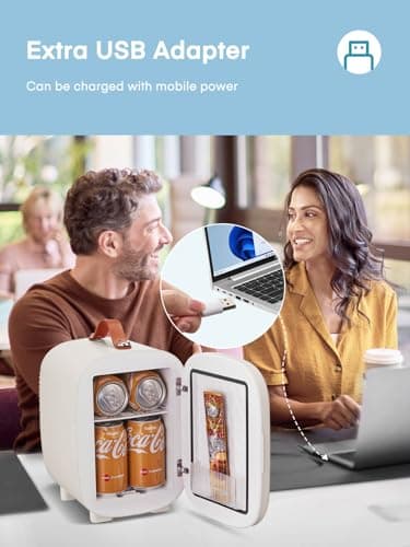 FOHERE Mini Frigo USB/CA/CC de 5 Litres pour Cosmétiques et Boissons, Bureau et Voiture, Blanc