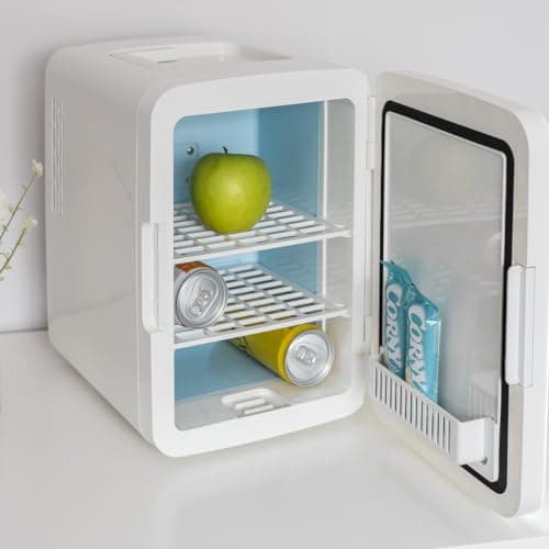Flamingueo Mini Frigo 10L pour Cosmétique et Soins de la Peau - Portatif avec Miroir et LED - Fonction Chaud et Froid -