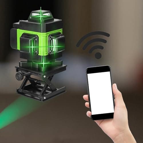 Laser Niveau 4x360° Rotatif Horizontal et Vertical, Nivellement Automatique, 2 Batteries Rechargeables, Avec Trépied