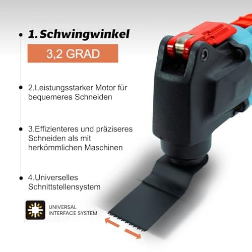 Outil multifonctions FANZTOOL sans fil 20V avec moteur EC pour professionnels, LED, 6 vitesses, Couper, Sculpter, Percer