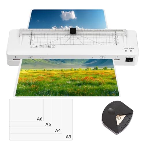 Plastifieuse A3 avec Coupe-Papier et Plastification Thermique & Froide | Parfaite pour Bureau & Ecole | Traits Ronds | A