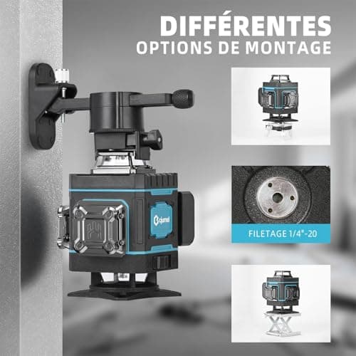 Niveau laser cjumel 4D autonivelant 4 x 360° vert rotatif multifonctionnel - niveau laser croix 16 lignes batteries 6000