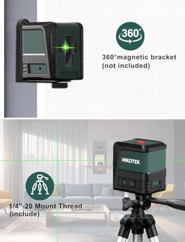 Laser Niveau Auto-nivelant Trépied Horizontal et Vertical pour Maison, Pochette de Transport Incluse, Batterie Incluse