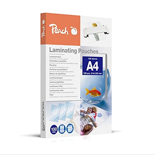 Pochettes de plastification Peach A4 125 microns 100 pièces Mat Inscriptible Qualité supérieure pour meilleurs résultats — Brillant