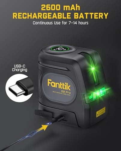 Niveau laser Fanttik D2 PRO autonivelant LED, pour maquiliateurs professionnels, travaux de menuiserie en extérieur