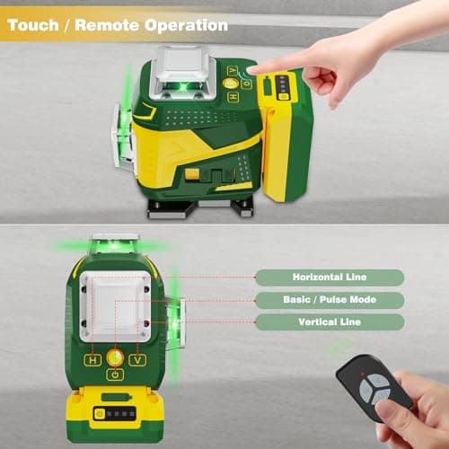 Niveau Laser Mode Impulsion 16 Lignes Autonivelant Vert Batterie 2×5400mAh Niveau Exterieur Decoratif