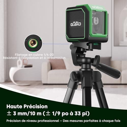 Niveau laser autonivelant LaserHorizont&vertical AA 2 x piles IP54 pour chantiers décoration DIY