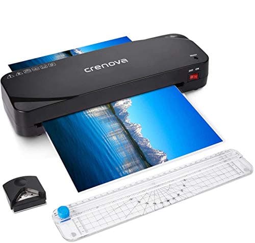 Plastifieuse Crenova A4 Noir | Préchauffage rapide |Modes à chaud et froid | Idéale pour l'école et le bureau | 10 poche
