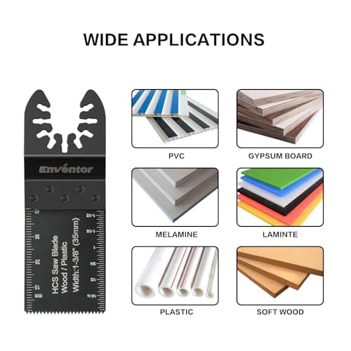 Enventor 67Pcs Lame Scie Oscillante, Kit de Lame Outil Multifonction pour Bois et Plastique, Professionnels et Enthusias