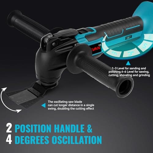 ONEVAN outil multifonction sans fil + scie oscillante avec 2 batteries de 1,5 Ah + angle d'oscillation de 4°