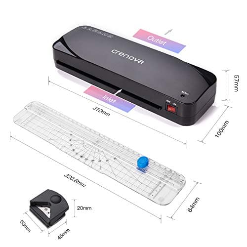 Plastifieuse Crenova A4 Noir | Préchauffage rapide |Modes à chaud et froid | Idéale pour l'école et le bureau | 10 poche