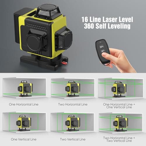 Niveau laser autonivelant 360° 4d 16 lignes laser X 4, batterie extérieure, télécommande, trépied