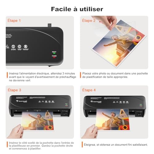 Plastifieuse A4 Bonsaii 80-125 Microns Résistance au Bourrage Laminage Rapide Fotos et Documents L418-C