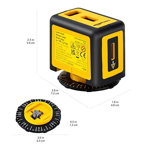Amazon Basics laser rotatif niveaux classe II 360° 2 niveaux à bulles rétro-éclairés 3 m Jaune/Noirconstruction