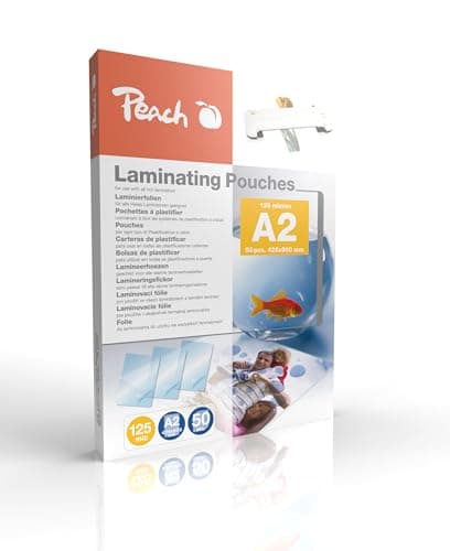 Pochettes de plastification Peach A4 125 microns 100 pièces Mat Inscriptible Qualité supérieure pour meilleurs résultats — Glossy