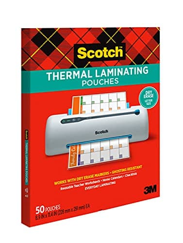 Pochettes de plastification thermique effaçables Scorch, format lettre, transparents, 50 pièces, 22 x 29 cm