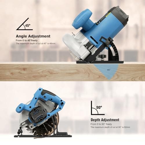 Scie Circulaire Lama 185 mm, 1400W pour Bois, Professionnels, Jardin et Atelier, Pompe de Coupe Élégante, 6000 RPM, Prof