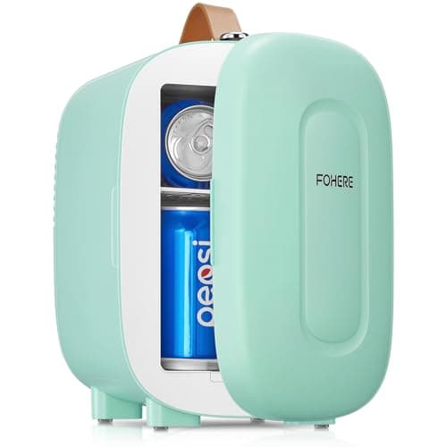 FOHERE Mini Frigo USB/CA/CC de 5 Litres pour Cosmétiques et Boissons, Bureau et Voiture, Blanc — Vert